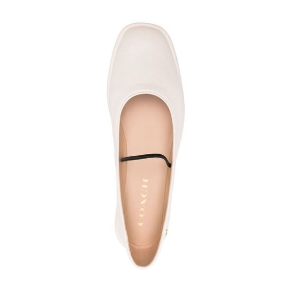 NWOB Coach Emilia Mary-Jane Square Toe Leather Ballet Flats in Chalk size 6 - Picture 3 of 13